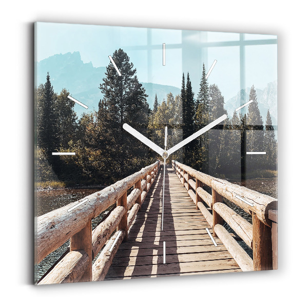 Square glass wall clock Mountains in Yellowstone
