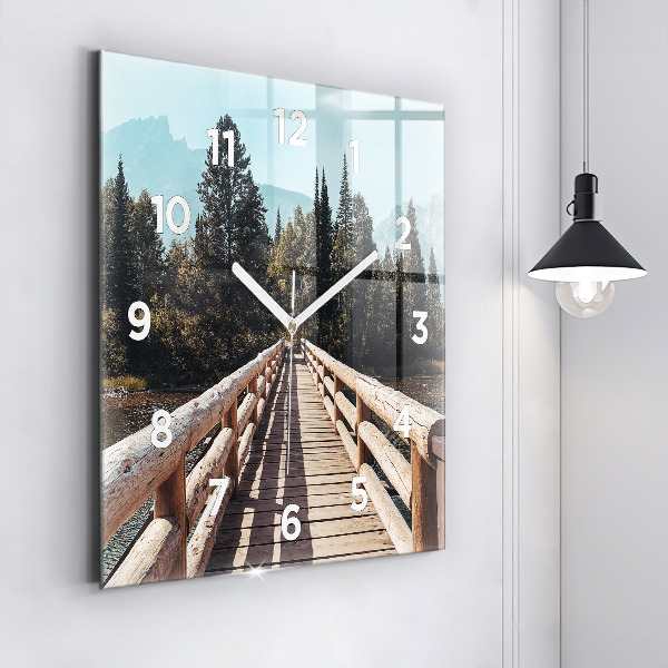 Square glass wall clock Mountains in Yellowstone
