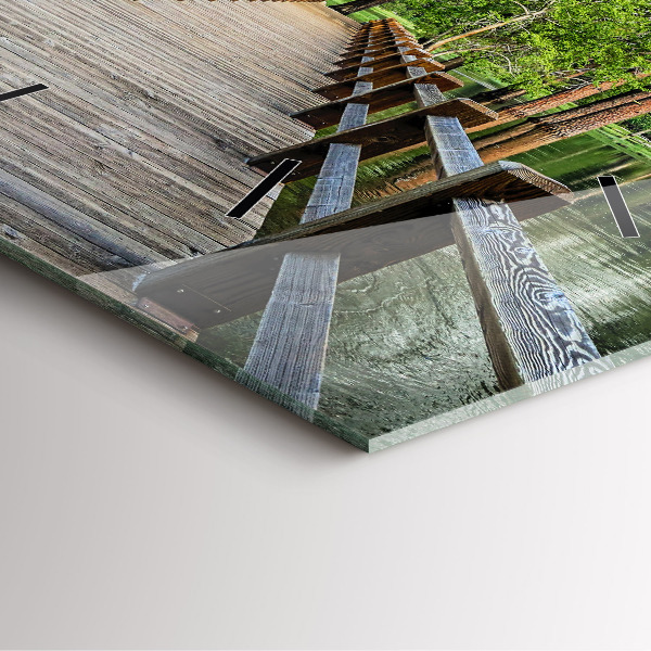 Square glass wall clock Yosemite Wooden Bridge