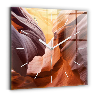 Square glass wall clock Antelope Canyon