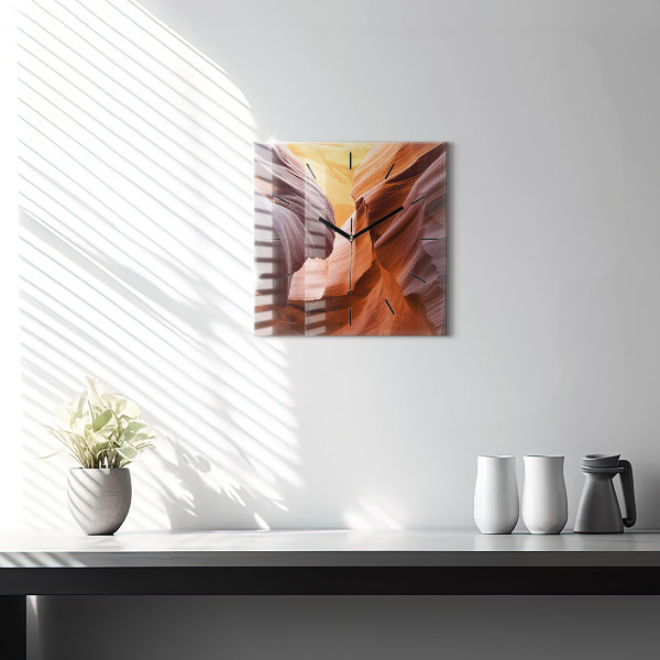 Square glass wall clock Antelope Canyon