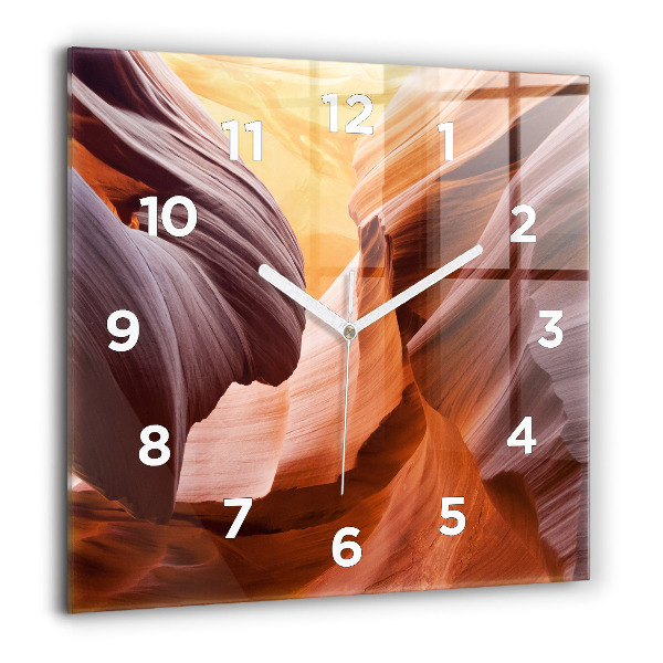 Square glass wall clock Antelope Canyon