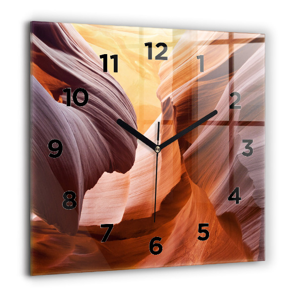 Square glass wall clock Antelope Canyon