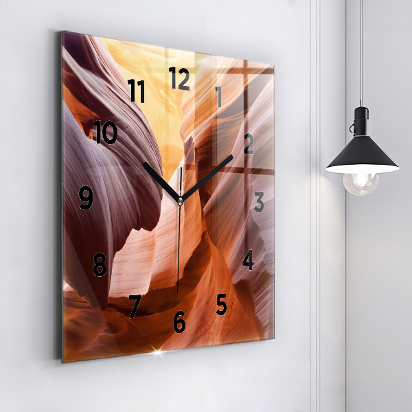 Square glass wall clock Antelope Canyon