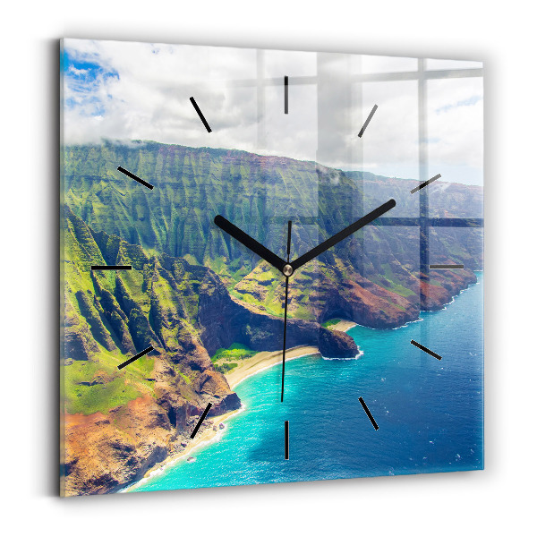 Square glass wall clock The Sea in Hawaii