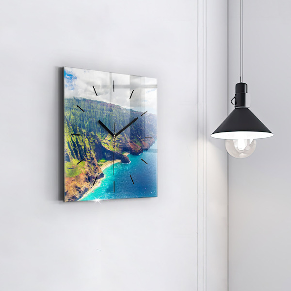 Square glass wall clock The Sea in Hawaii