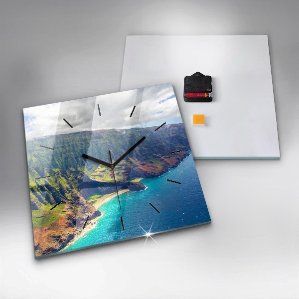 Square glass wall clock The Sea in Hawaii