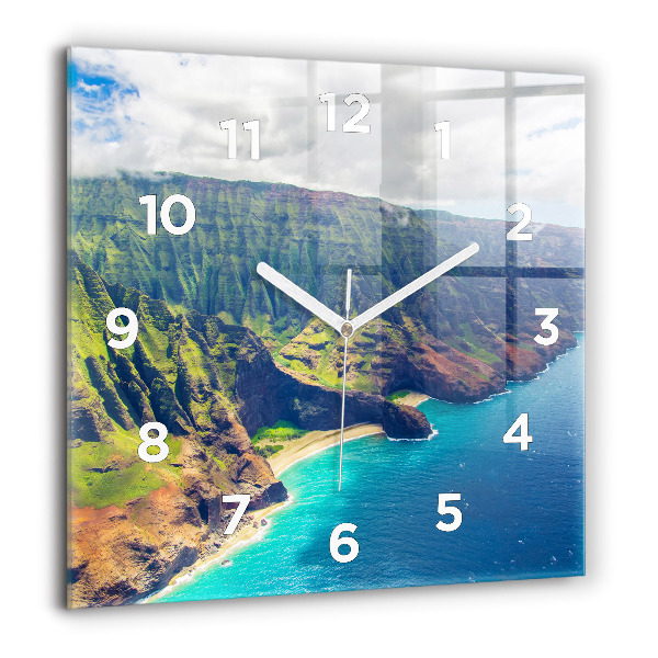 Square glass wall clock The Sea in Hawaii