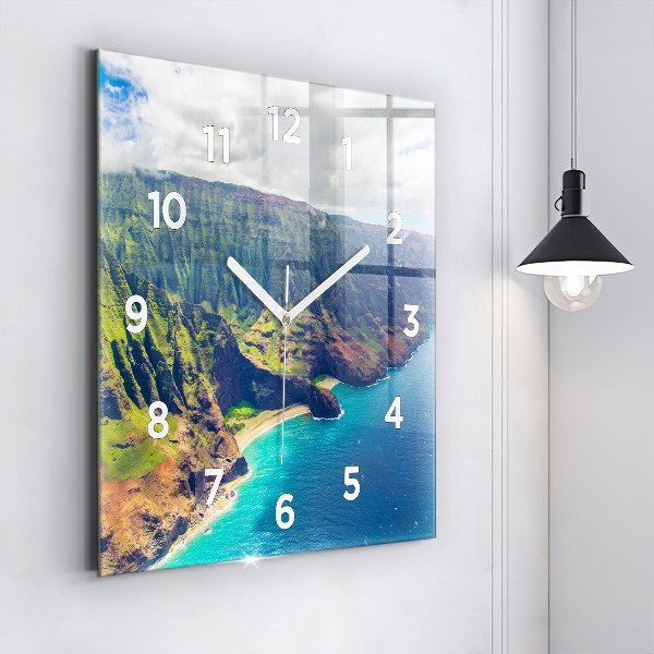 Square glass wall clock The Sea in Hawaii
