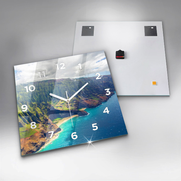 Square glass wall clock The Sea in Hawaii