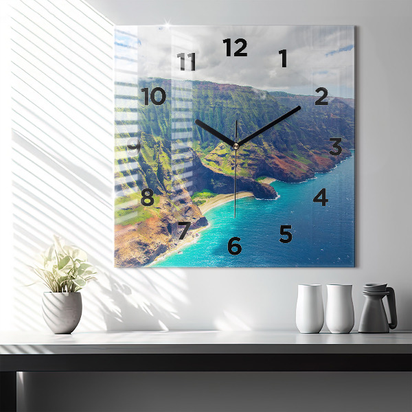 Square glass wall clock The Sea in Hawaii