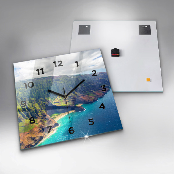 Square glass wall clock The Sea in Hawaii