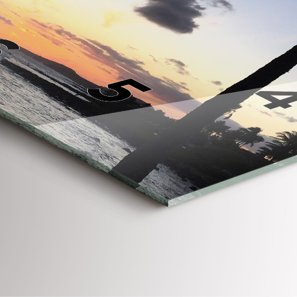 Square glass wall clock Palm tree and sunrise
