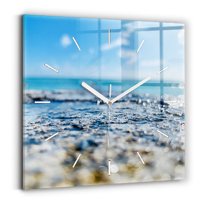 Square glass wall clock Water photography