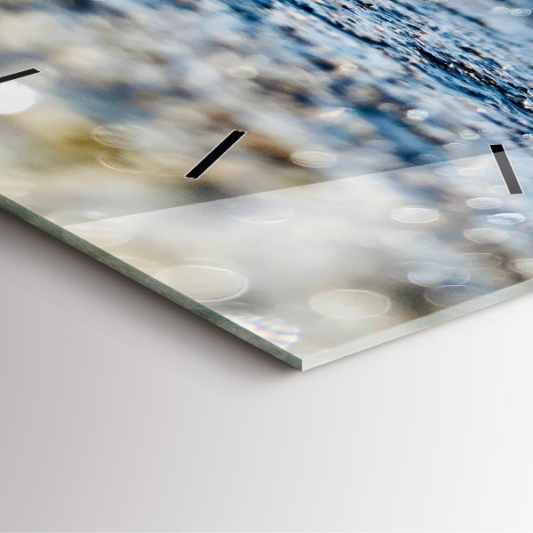 Square glass wall clock Water photography