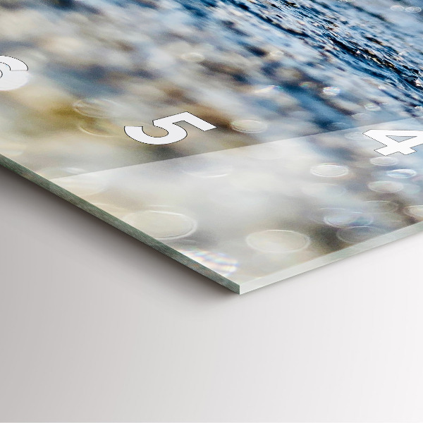 Square glass wall clock Water photography