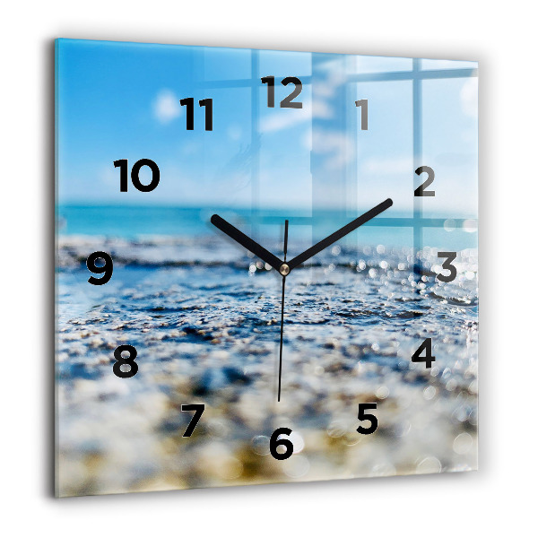 Square glass wall clock Water photography