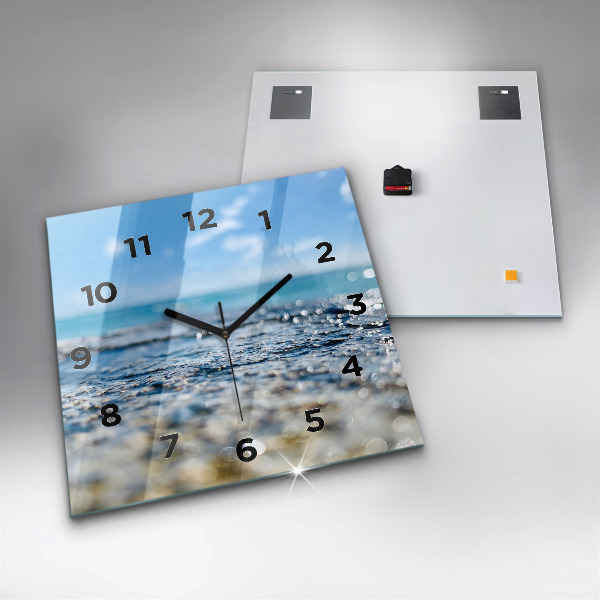 Square glass wall clock Water photography