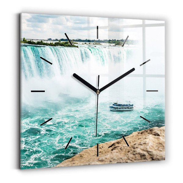 Square glass wall clock The Boat and Niagara