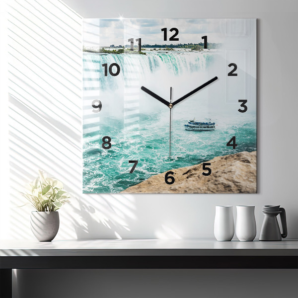 Square glass wall clock The Boat and Niagara