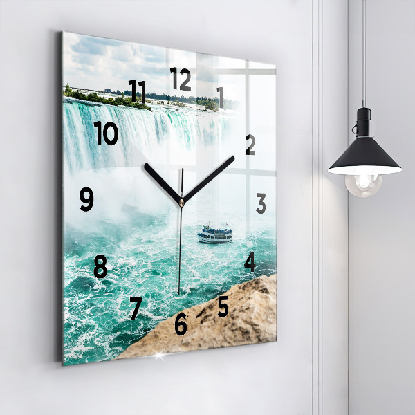 Square glass wall clock The Boat and Niagara