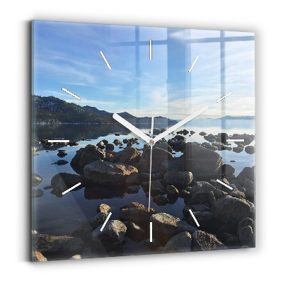 Square glass wall clock Sea view