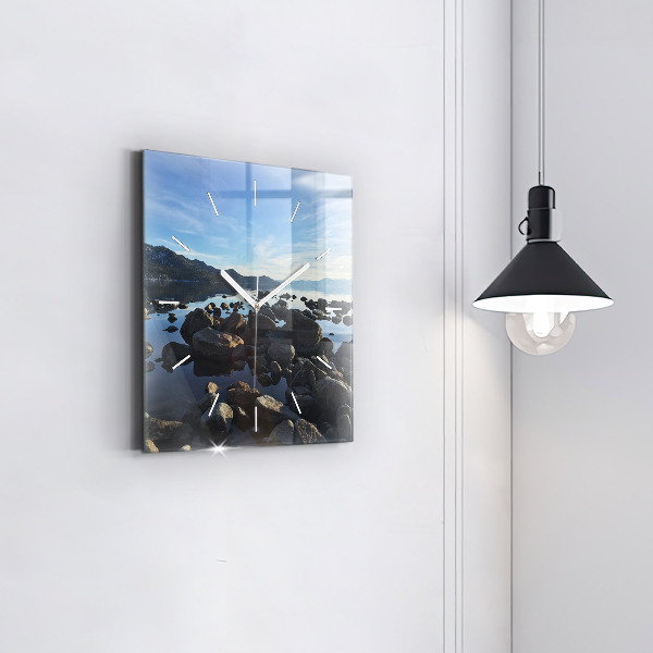 Square glass wall clock Sea view