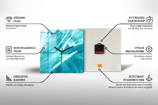 Square glass wall clock Sea view