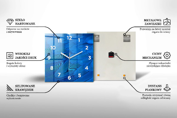 Square glass wall clock Sea view