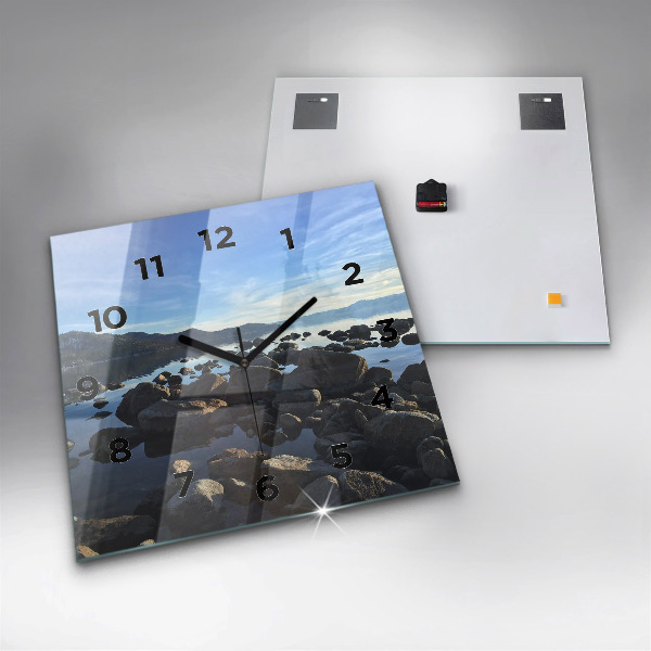 Square glass wall clock Sea view