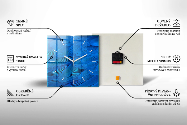 Square glass wall clock Sea view