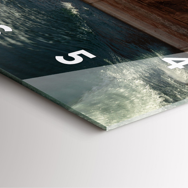 Square glass wall clock Person on water skis