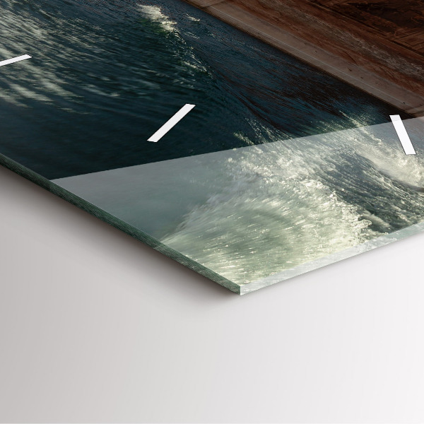 Square glass wall clock Person on water skis