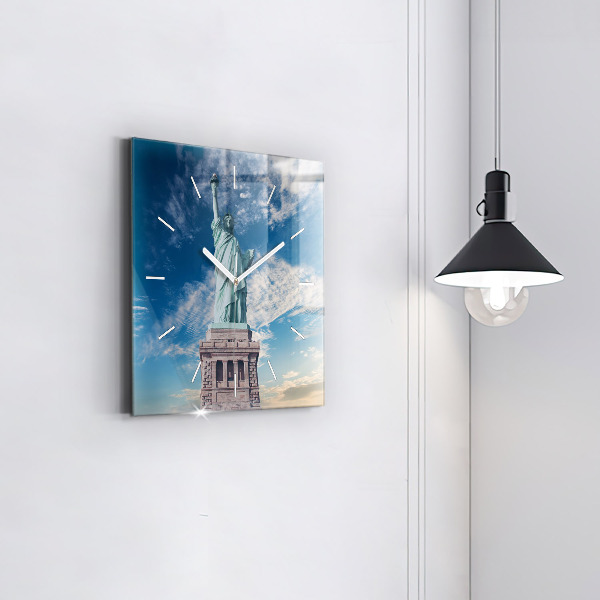 Square glass wall clock Statue of Liberty New York