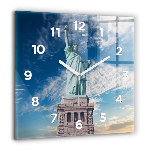Square glass wall clock Statue of Liberty New York