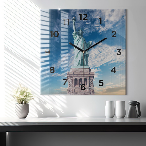 Square glass wall clock Statue of Liberty New York