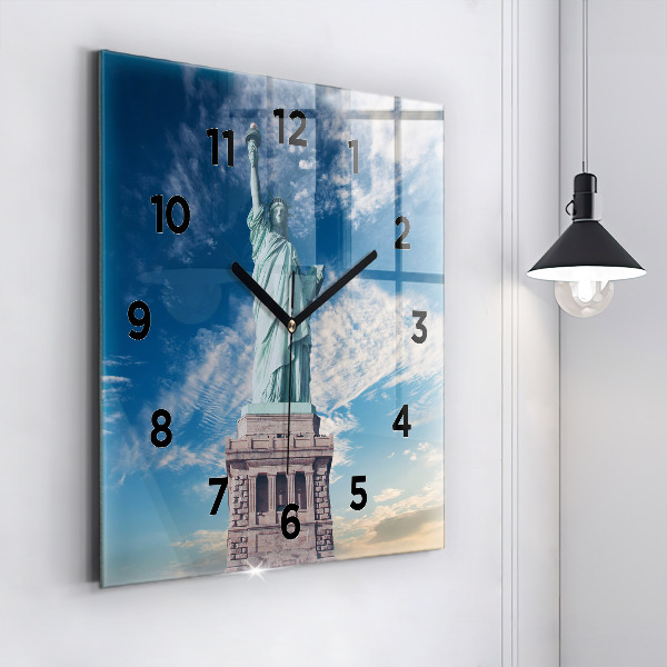 Square glass wall clock Statue of Liberty New York