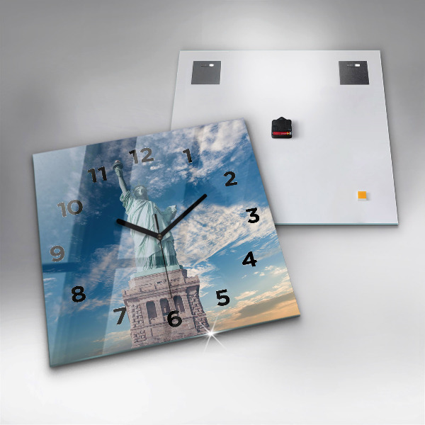 Square glass wall clock Statue of Liberty New York