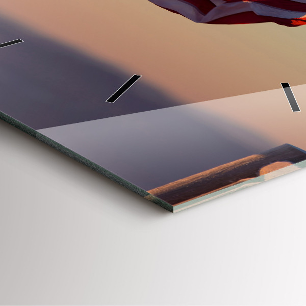 Square glass wall clock USA flag flying