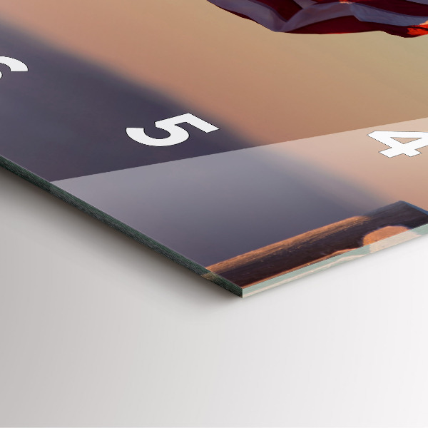 Square glass wall clock USA flag flying