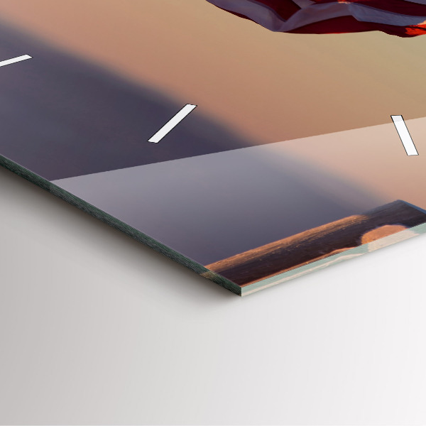 Square glass wall clock USA flag flying