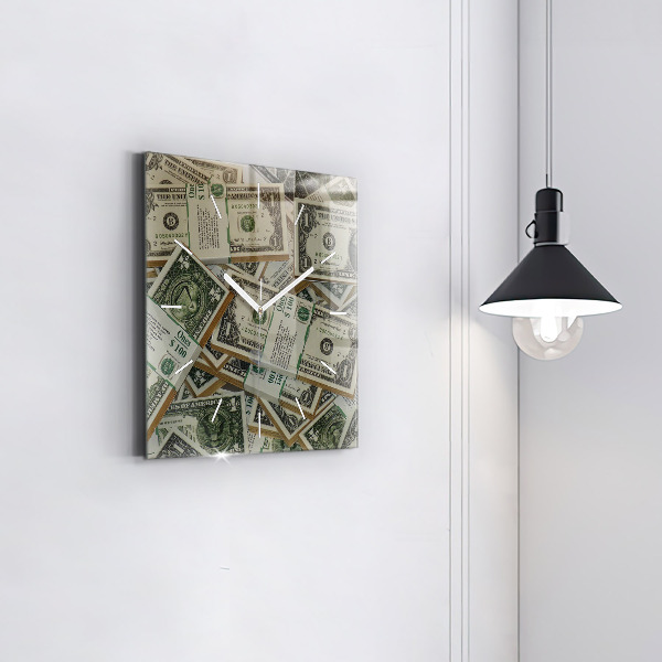 Square glass wall clock 1 US dollar