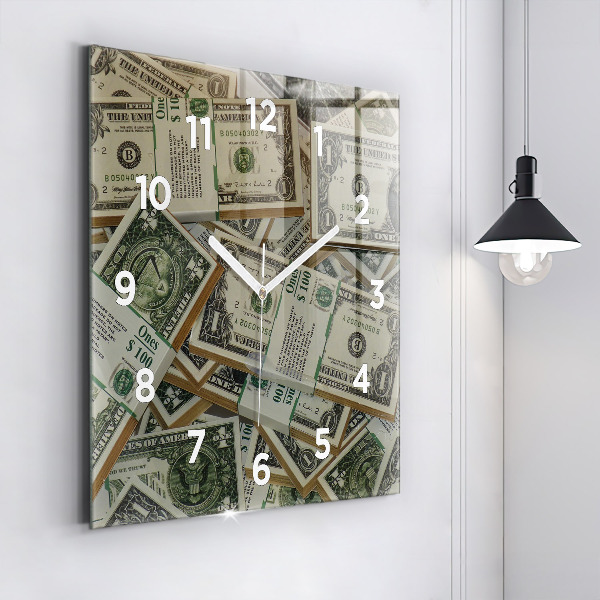 Square glass wall clock 1 US dollar