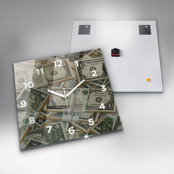 Square glass wall clock 1 US dollar