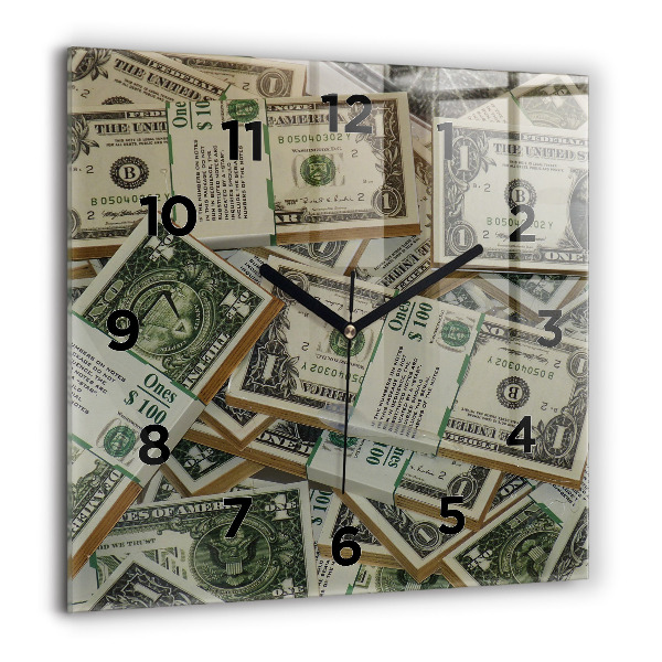Square glass wall clock 1 US dollar