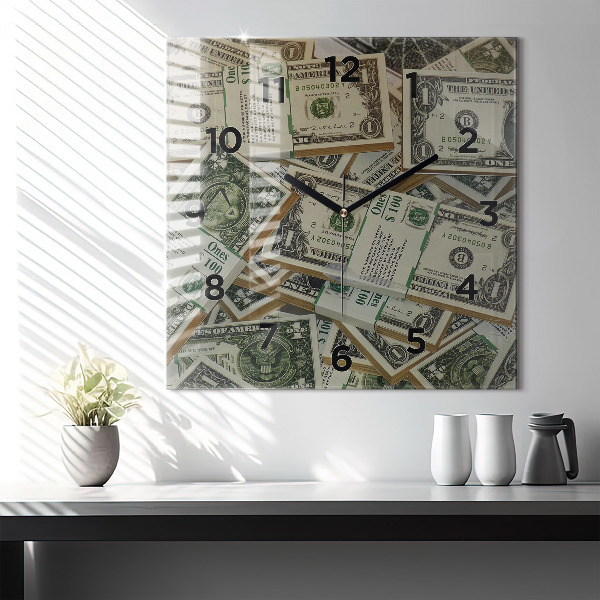Square glass wall clock 1 US dollar