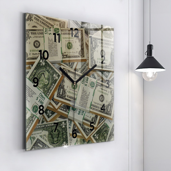 Square glass wall clock 1 US dollar