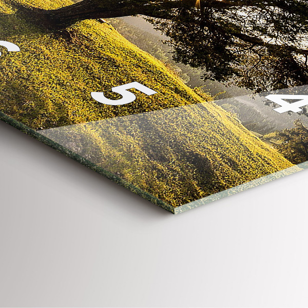 Square glass wall clock A tree on a hill