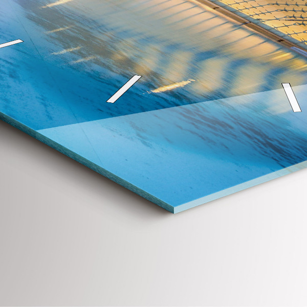 Square glass wall clock City sunset