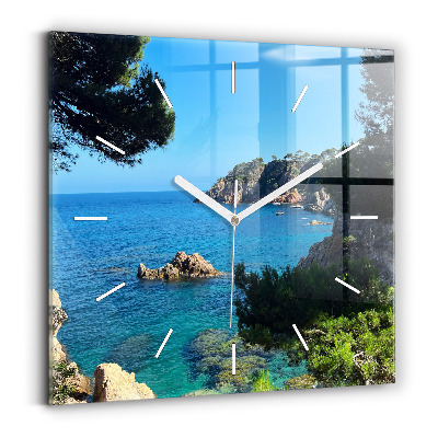 Square glass wall clock Costa Brava